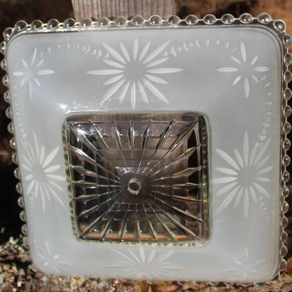 Art Deco Satin Crystal Glass Shade – Atomic Starburst Harmony House Sears 1940s - Picture 11 of 12